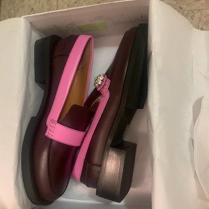 Ganni Pink Jewel Embellished Leather Loafer Size 39